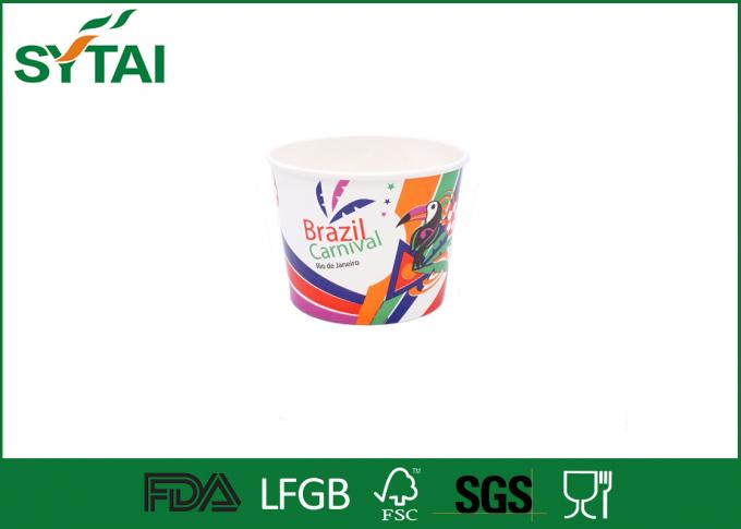 32OZ Colorful Paper Ice Cream Cups Double PE Coated Congratuation Use