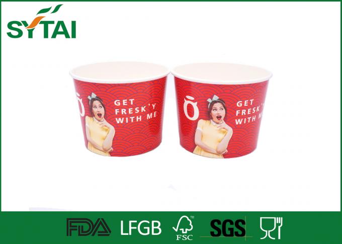 Red Beautiful Disposable Ice Cream Cups Eco Friendly Logo Customized