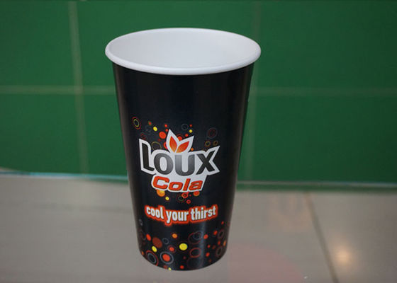 China Black Eco Friendly Single Wall 16oz Paper Cup For Juice / Coco Cola supplier