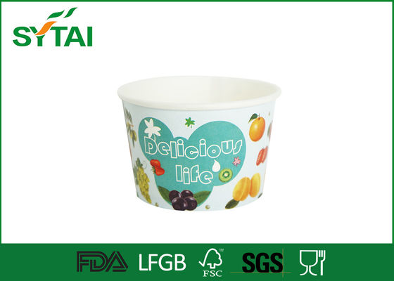 China Recycle Blue Paper Ice Cream Cups Disposable Salad Bowls With Lids Spoon supplier