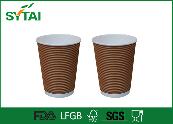 China Biodegradable Ripple Paper Cups / 12oz Insulated Paper Coffee Cups With Lids supplier