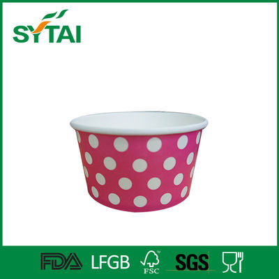 China 12oz Printed Paper Ice Cream Cups Pe Coated Customized Insulated Cups Pink supplier
