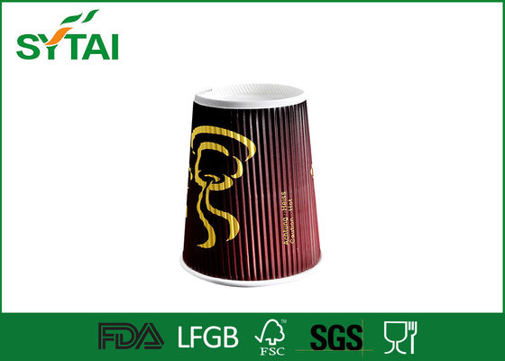 China Ripple Wall Paper coffee cups disposable with lids , Personalized Logo supplier