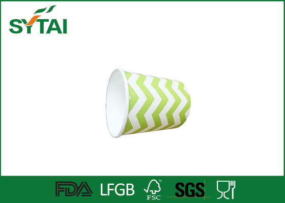 China Green And White Wavy Pattern ice cream cups paper , disposable ice cream bowls supplier