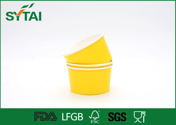 China Simple Customized Yellow  Paper Ice Cream Bowls Disposable Logo Printed supplier