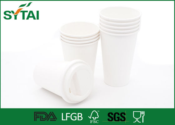 China Custom White PLA Paper Cups / Insulated Paper Coffee Cups Polylactic Acid supplier