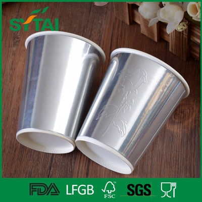 China Custom disposable cups for hot drinks , Hot Coffee Paper Cups Gold / Sliver color supplier