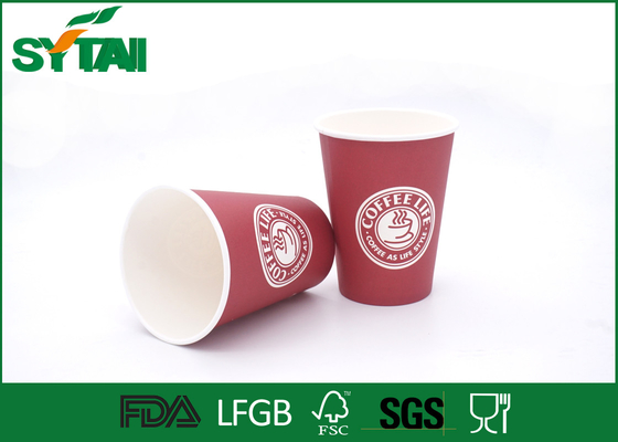 China Red Color Single Wall Paper Cups / Disposable Paper Cups With Lids , SGS FDA Certification supplier