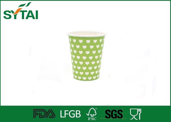 China Beverage Green Like Dotted Single Wall Paper Cups Disposable Love Printing supplier