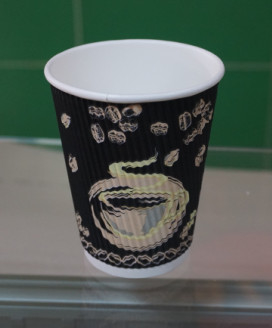 China Customized Insulating Disposable Ripple Paper Cups Black Brown OEM supplier