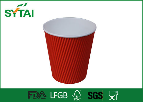 China Liquid Proofing Ripple Paper Cups , Disposable 12oz Coffee Paper Cup supplier
