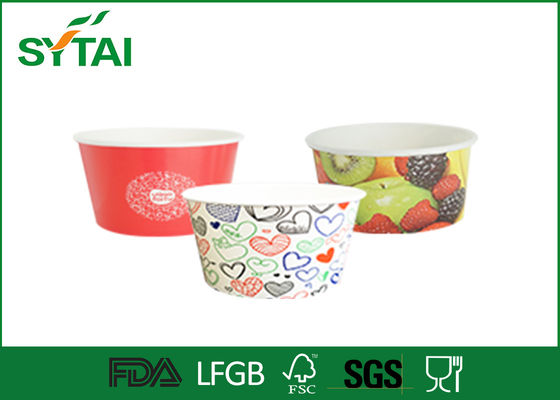 China 9oz Logo Printed Double PE Disposable Paper Ice Cream Cups / Yogurt Cups with Lids supplier