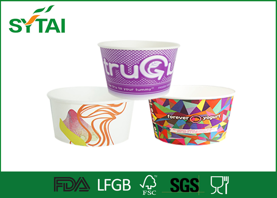 China Custom Logo Disposable Paper Ice Cream Cups for Yogurt or Milk 16oz Red White Multi Color supplier