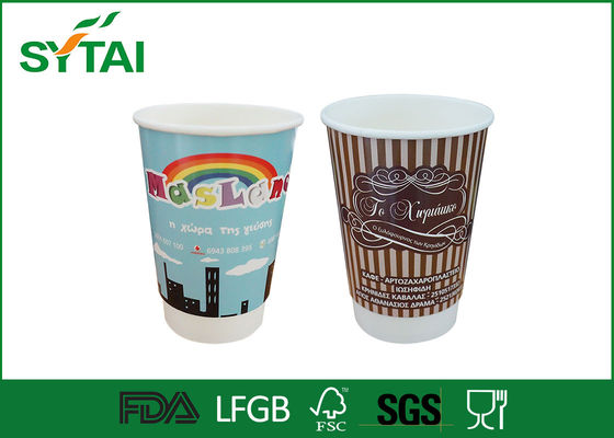 China 12oz Compostable Double Wall Paper Cups / Personalized Hot and Cold Drinks Kraft Paper Cups supplier