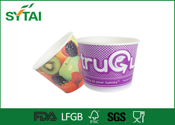 China 12oz Logo Printed Yogurt ice cream paper cups with lids , FDA supplier