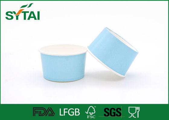 China Blue Logo Recycled Ice Cream Paper Cups , Customizea Disposable Ice Cream Bowls supplier