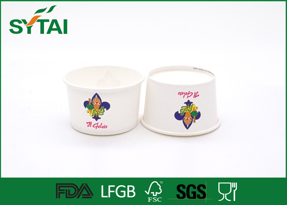 China 6 Oz Size 240 ML Disposable Eco - friendly White Paper Ice Cream Cups Impermeable supplier