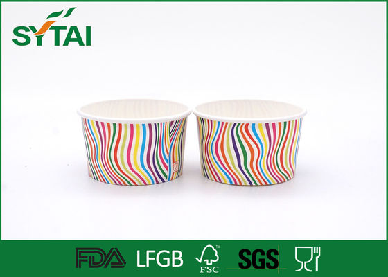 China Stripe Pattern Paper Ice Cream Cups , Disposable Ice Cream Cups Customized supplier