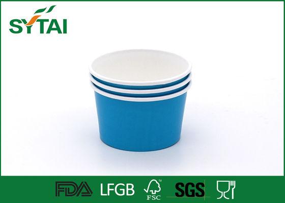 China Biodegradable Blue Paper Ice Cream Cups , PE Coated Materials supplier