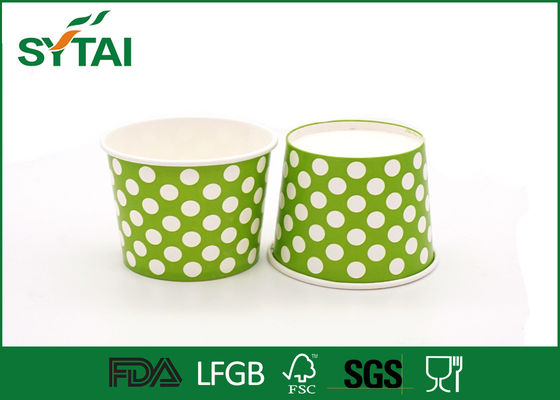 China Dot Pattern Printed Recycled Ice Cream Paper Cups , Customized Logo Ice Cream Bowls supplier
