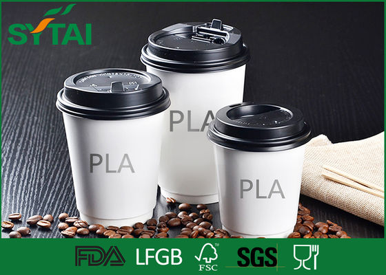China Healthy Hot Drink PLA Paper Cups , Coffee Cups To Go With Lids Simple Design supplier