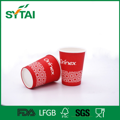 China Beverage  Disposable Single Wall Paper Cups Unique Red Color  Environmental Re - Use supplier