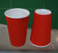 Red PE Coated Paper Ripple Paper Cups Insulated Coffee Cups With Lids 500ml supplier