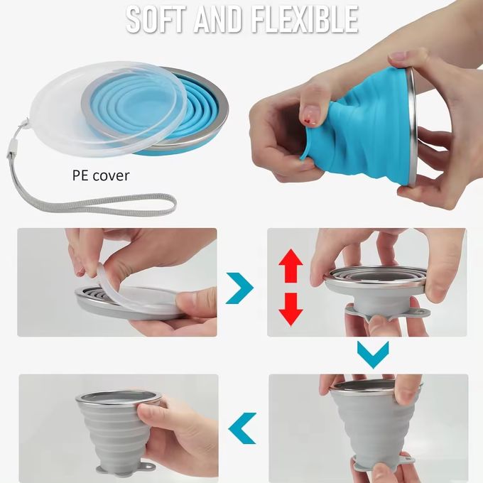 180ml 200ml 270ml 320ml Silicone Folding Camping Cup Customized Logo 4