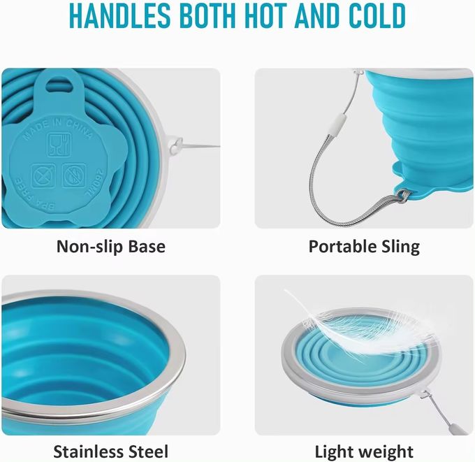 180ml 200ml 270ml 320ml Silicone Folding Camping Cup Customized Logo 3