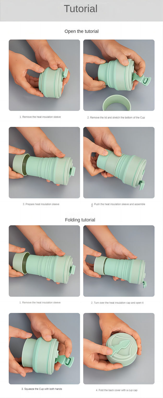 350ml 500ml Silicone Travel Coffee Cup Collapsible OEM ODM 1
