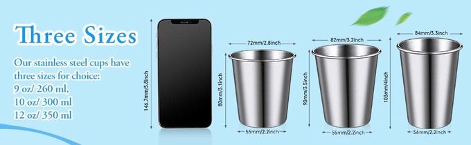 16 Pack Cylindrical Custom Stainless Steel Cups Shatterproof 1