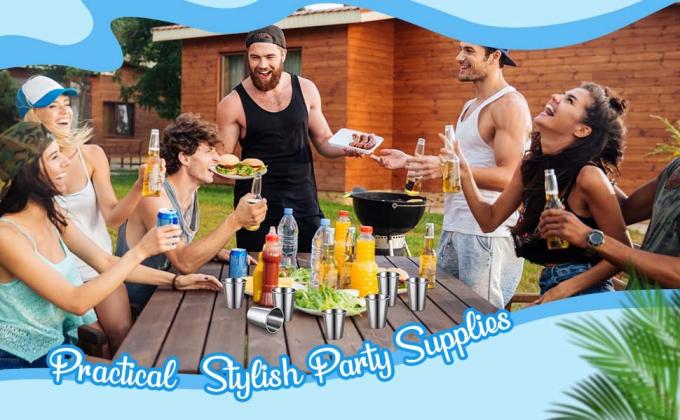 16 Pack Cylindrical Custom Stainless Steel Cups Shatterproof 3