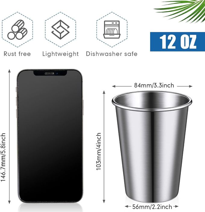 16 Pack Cylindrical Custom Stainless Steel Cups Shatterproof 4