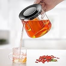 Removable Filter Spout Glass Teapot for Loose Leaf and Blooming Tea 30.4oz Clear Teapots 11