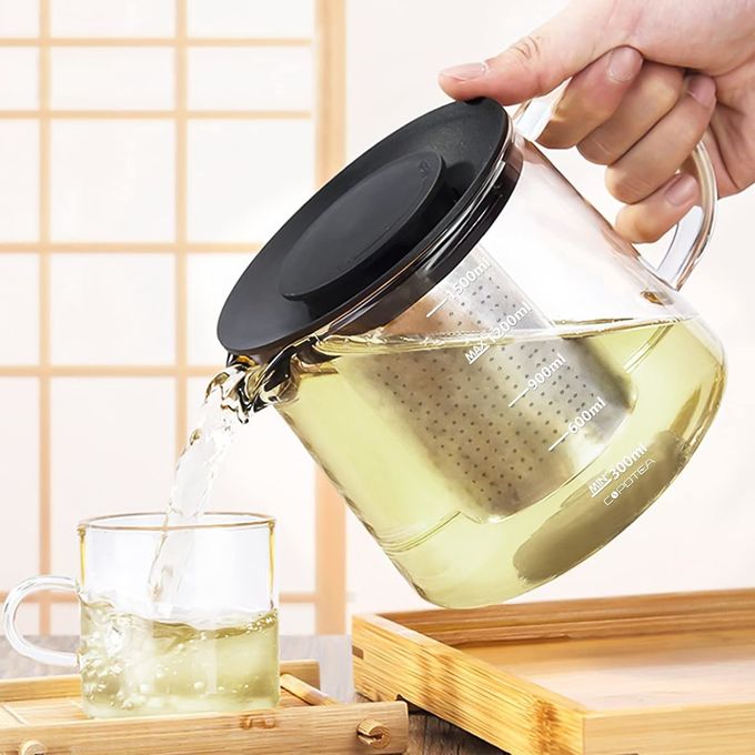 Removable Filter Spout Glass Teapot for Loose Leaf and Blooming Tea 30.4oz Clear Teapots 8