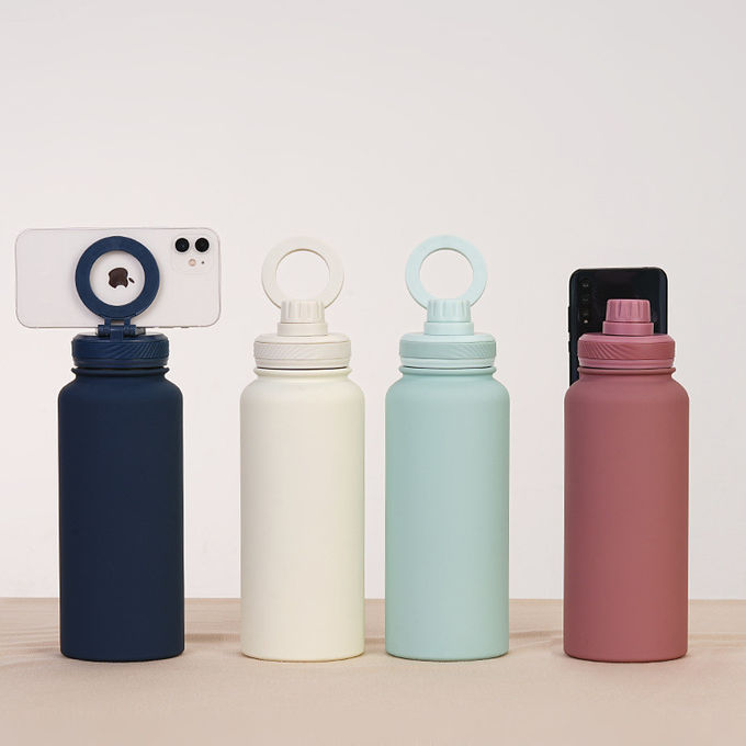 2024 New Magnetic Insulation Cup Mobile Phone Holder Water Cup Large Capacity 1L Large Mouth Stainless Steel Sports Wate 5